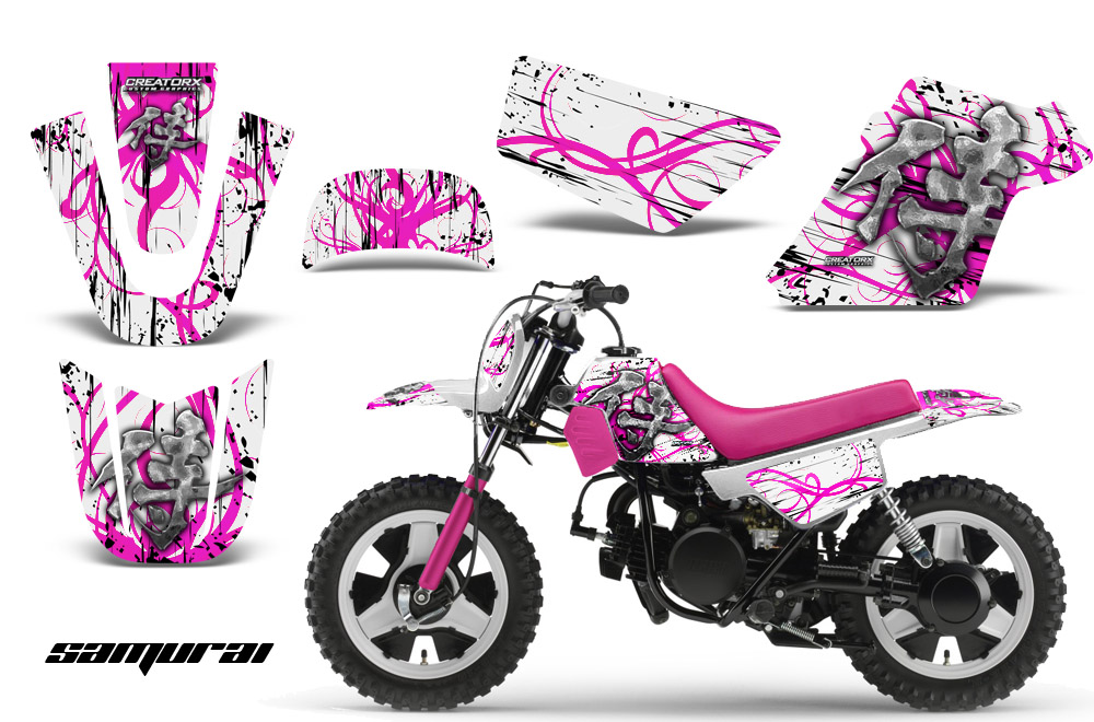 Yamaha PW 50 Graphics Kit Samurai Pink White PB